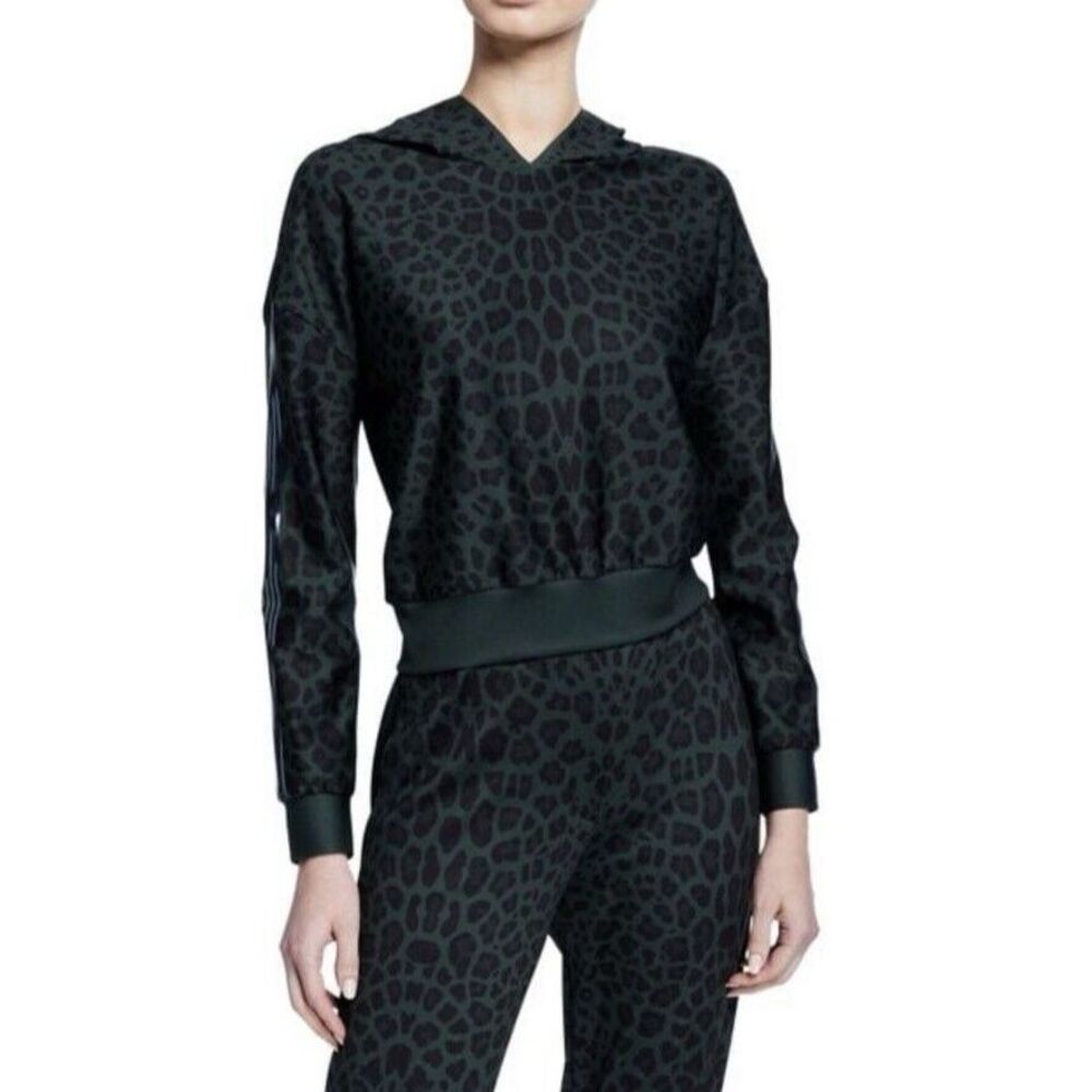 Ultracor Hoodie Women Large Animal Print Black Green Long Sleeves Activewear